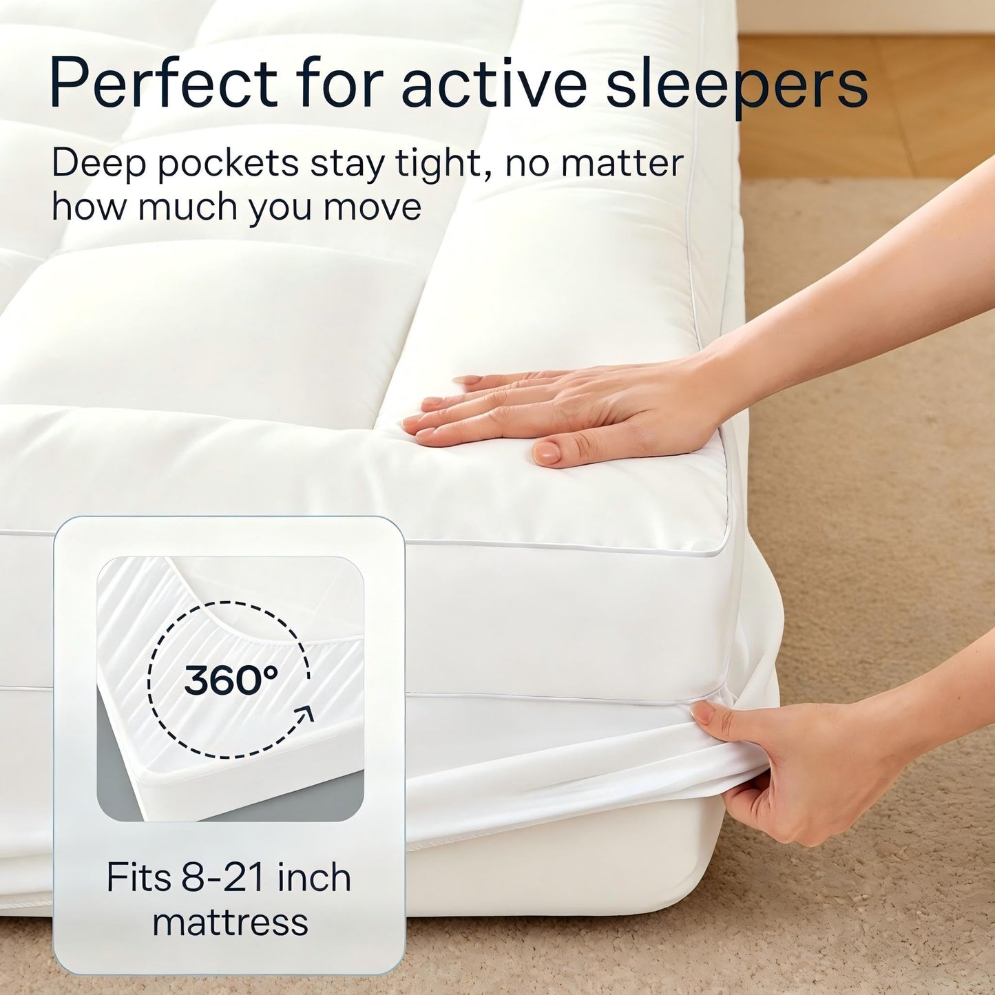 TerraSera Thick Mattress Topper Bed Topper Soft Pillow Top Mattress Topper Mattress Pad with Deep Pocket Breathable Machine Washable Durable Polyester(Full)