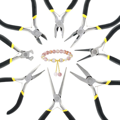 Loyanger Mini Pliers Set, 8pcs Long Nose Pliers with Comfort Grip Handles for Making Crafts, Electronic Repairing & Jewelry, Multi Purpose Jewelry Making Tools, DIY Nippers Repair Tool Kit