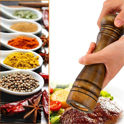 Wooden Pepper Mill Pepper Grinder Kit Manual Mills Solid with Strong Adjustable Ceramic Grinders Set 8 Inches