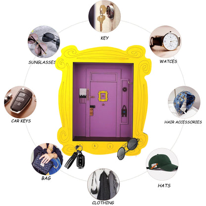 TINVSKQQKJ Friends TV Show Merchandise Key Holder for Wall, Entryway, Bathroom, Funny Tv Show Lover for Living Room and Office