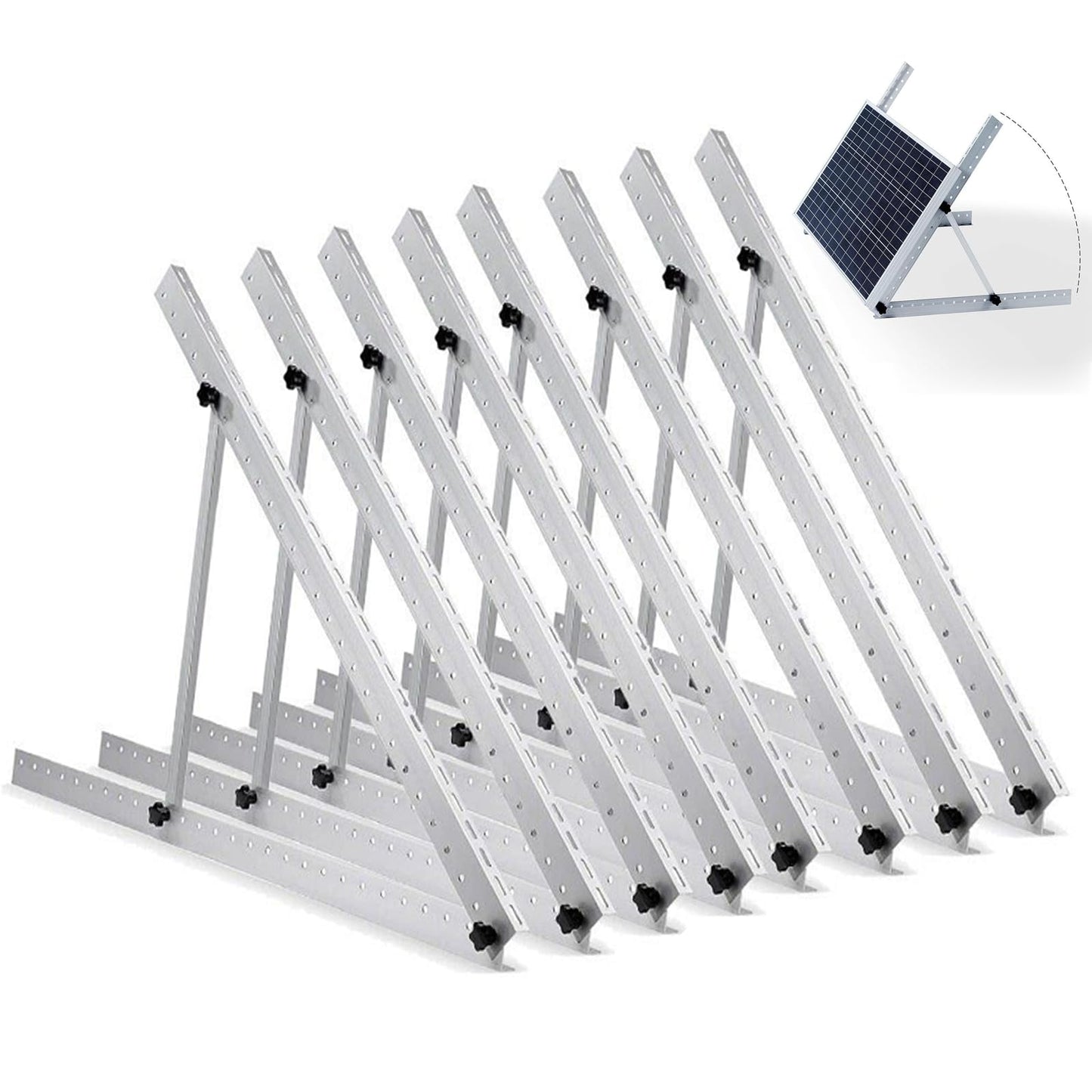 Rvpozwer Upgraded 47in 4 Sets Adjustable Solar Panel Tilt Mount Brackets, Foldable Tilt Legs, Support 100 200 300 400 500 Watt Solar Panels 4-8Pcs, Solar Panel Stand for Roof, Off-Grid, RV and Boat