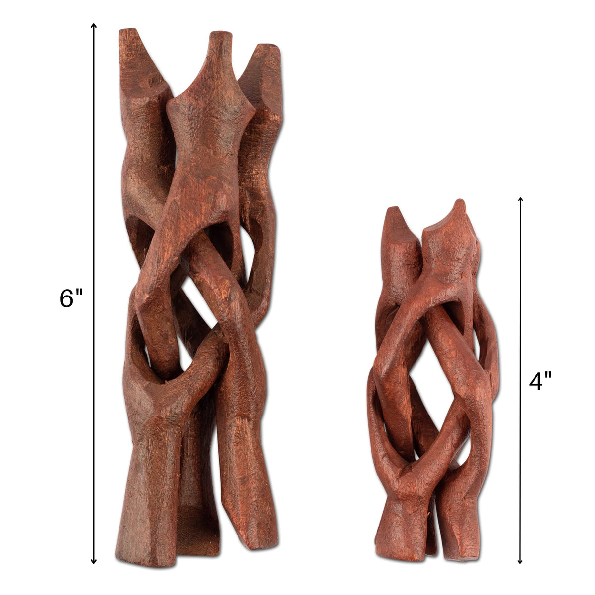 Wish Well 2 Piece Wooden Tripod Stand - 4" & 6" Hand-Carved Room Decor Holder ~ Ideal for Abalone Shell, Decorative Bowl, Crystal Ball, Sphere, Geode ~ Wood Display Stand & Perfect Crystal Holder