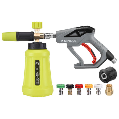 M MINGLE High Pressure Washer Gun with Snow Foam Lance, Compatible with Karcher K2, K3, K4, K5, K6, K7 Hose, 4000 PSI Cannon Foam Blaster Power Washer with 1/4" Quick Connector, 5 Spray Nozzle Tips