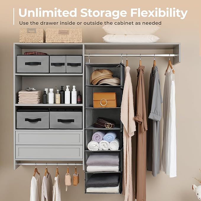 GRANNY SAYS Hanging Closet Organizer 6 Shelves, Closet Organizers and Storage