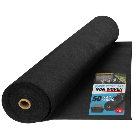 Super Geotextile 4, 6, 8 oz Non Woven Fabric for Landscaping, French Drains, Underlayment, Erosion Control, Construction Projects - 4 ozs (3x100)