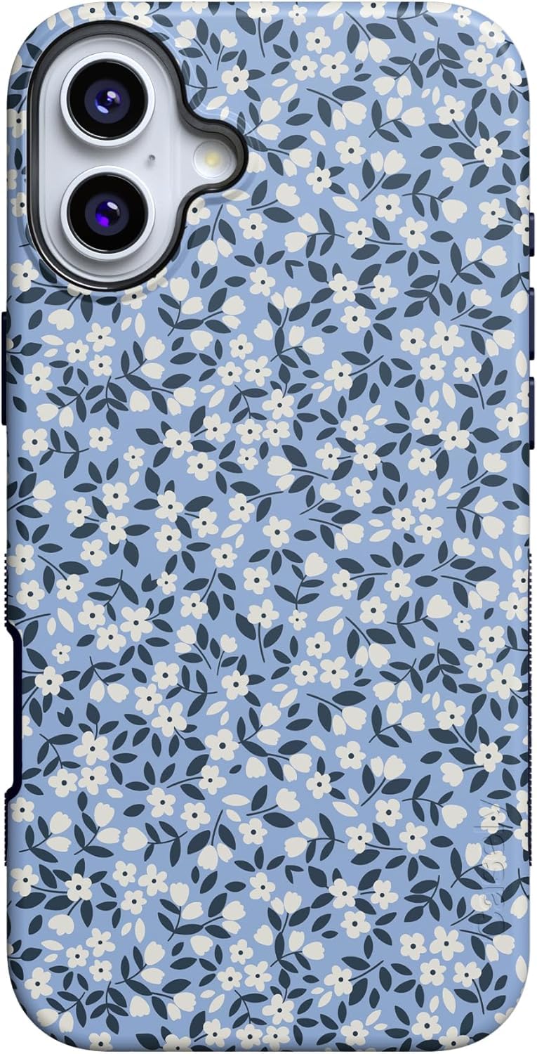 Casely iPhone 16 Case | Nantucket Cottage | Blue Hydrangea | Compatible with MagSafe | Bold Protective Design