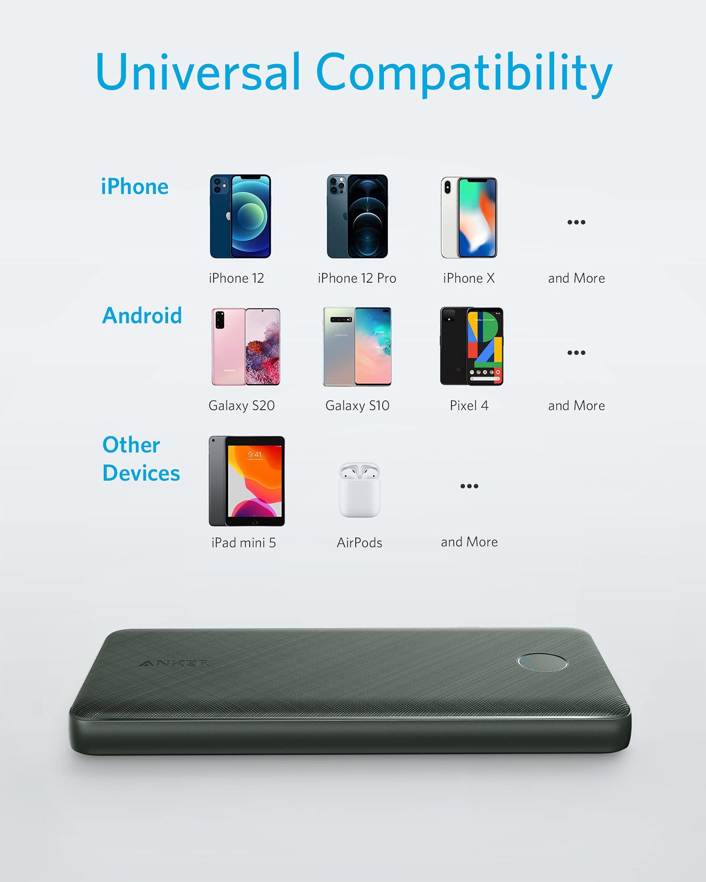 Anker Portable Charger, USB-C Portable Charger 10K with 20W Power Delivery, Power Bank (PowerCore Slim 10K PD) for iPhone 14/13/12 Series, S10, Pixel 4, and More