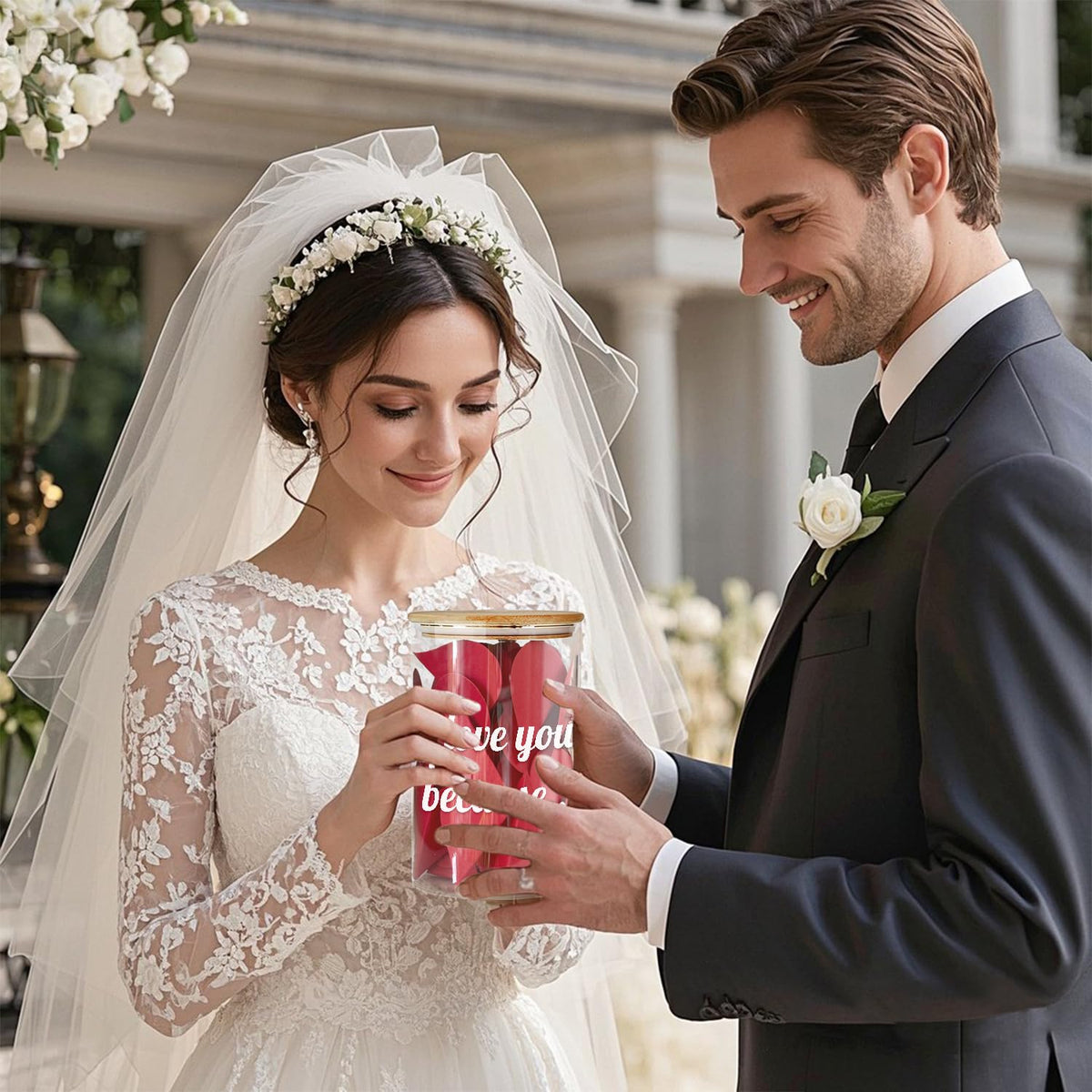new I Love You Because Jar, Love Notes Jar with 50 Red Heart Shape Note, Gifts for Girlfriend Boyfriend Birthday, Love Message In The Bottle for Mom Dad,Newlywed Gifts for the Couple (love)