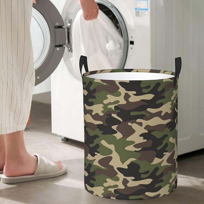 Green Camouflage Laundry Hamper Bag