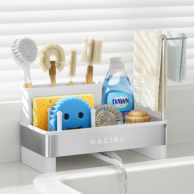 Nacial Sponge Holder for Kitchen Sink, Sink Caddy Organizer