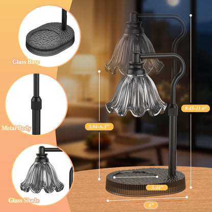 WYghyronic Candle Warmer Lamp with Adjustable Height - Flameless 4-Level Dimmable Wax Warmer, Timer Function & Stylish Design in Multiple Colors（Black）