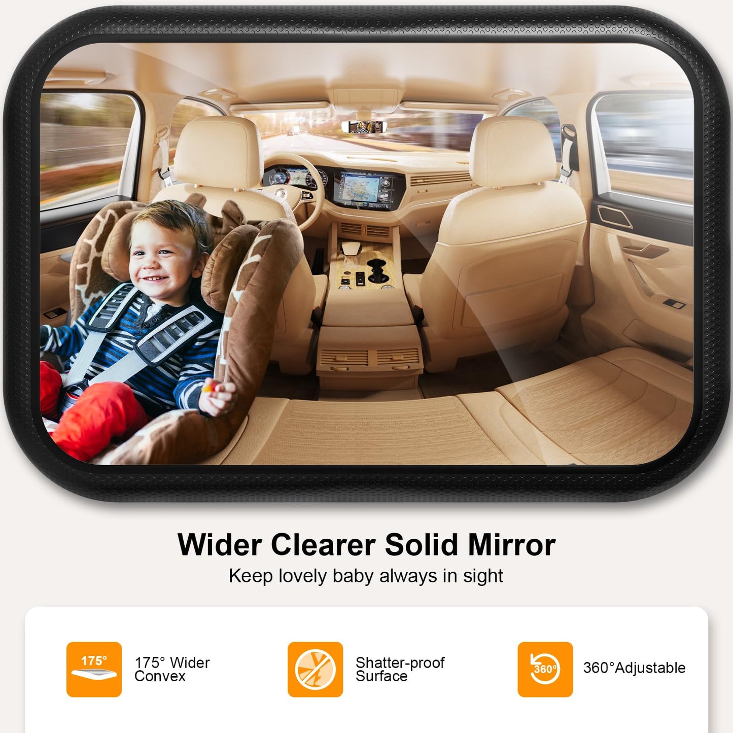 TAZENI Baby Car Mirror, 2 in 1 Car Mirror for Baby with Tablet Holder for Headrest, Safety Original Clarity for iPad Holder Mount, New Born Essentials, Crash Tested & Certified