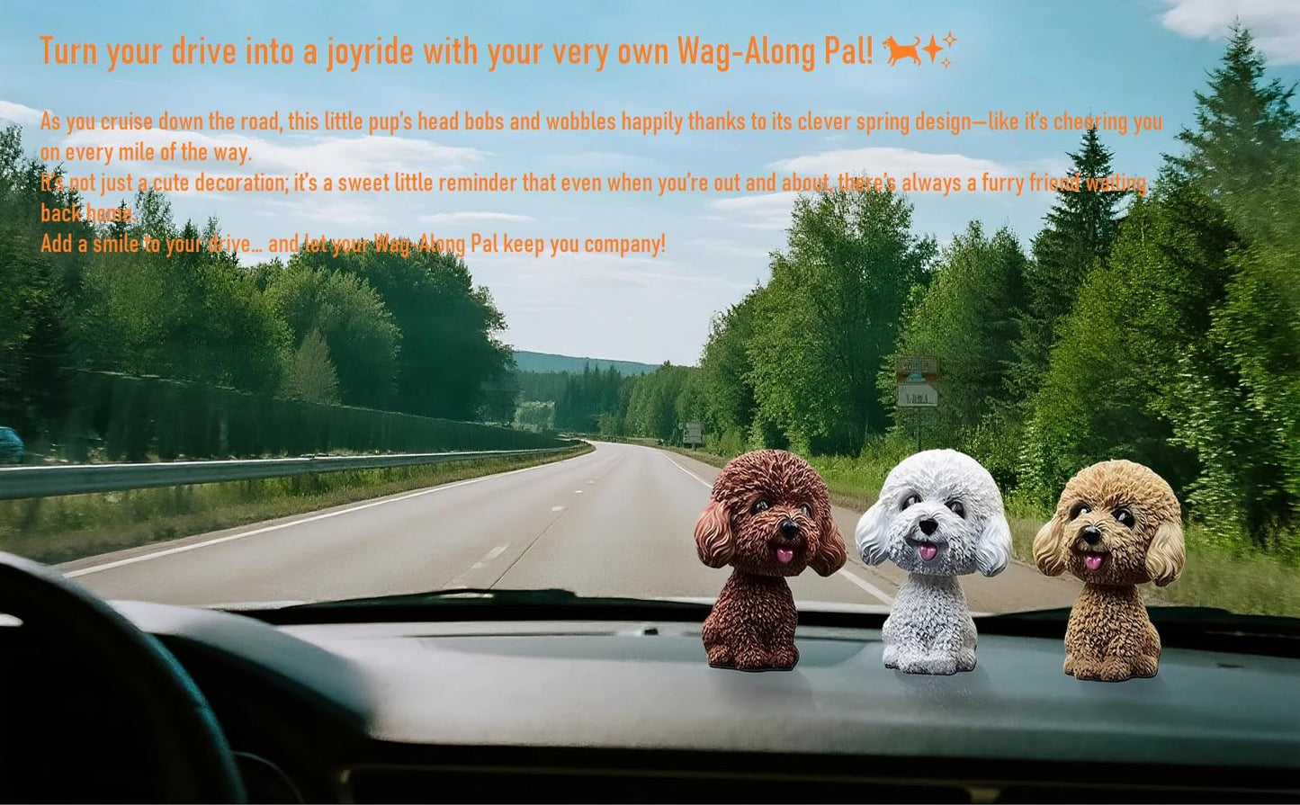 Fontee Nodding Dog Doll - Cute Ornament With Shaking Bobble Head for Car Dashboard, Home, Desk Decoration - Creative Gift (Teddy)