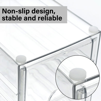 Prsildan Acrylic Drawer Makeup Organizer with 10 Drawers, Set of 2 Office Desk Organizers Accessories, Clear Stackable Storage Drawers for Vanity, Countertop, Craft, Jewelry, Art Supply Organization