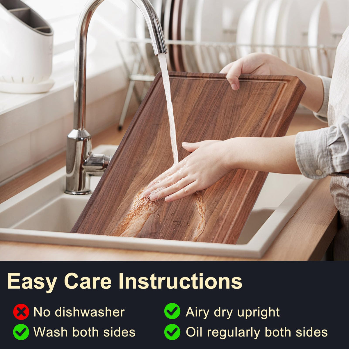 Walnut Wooden Cutting Boards for Kitchen, Solid Wood Cutting Board Set - Charcuterie & Chopping Butcher Block for Meat - Kitchen Gadgets Gift (Walnut 17in*12in)