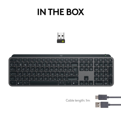 Logitech MX Keys S Wireless Keyboard, Low Profile, Fluid Quiet Typing, Programmable , Backlighting, Bluetooth, USB C Rechargeable, for Windows PC, Linux, Chrome, Mac, QWERTY UK English - Graphite