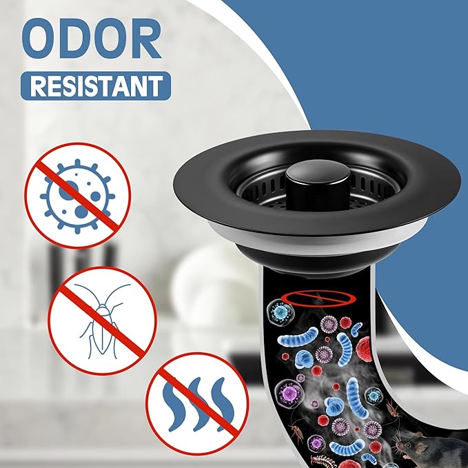 Kitchen Sink Drain Strainer 2 Pack, 304 Stainless Steel Pop Up Sink Stopper