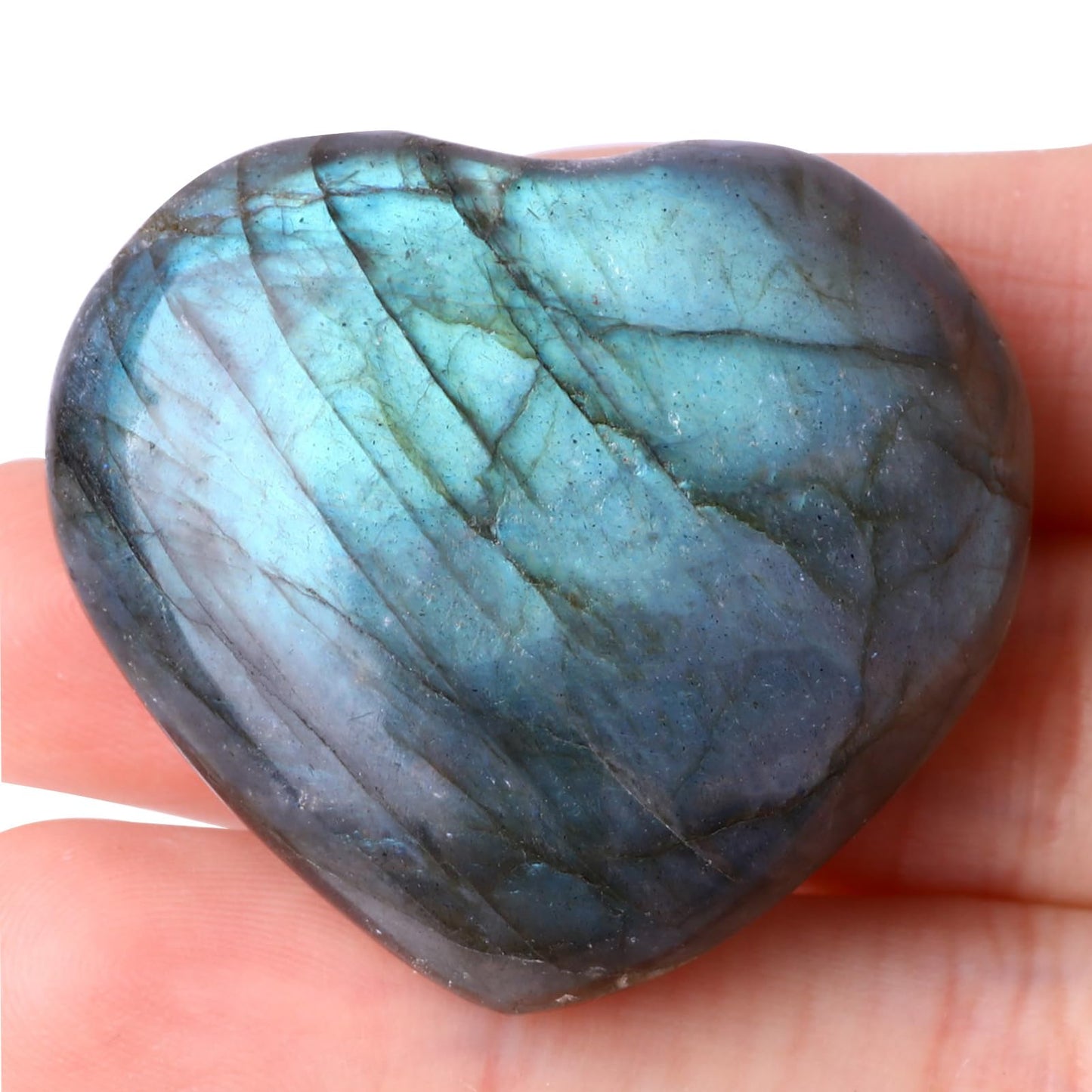 UU UNIHOM 0.78in-1.18in Natural Labradorite Large Heart Stones Healing Crystals Gemstones Gifts Heart Shaped Rocks for Home Decor Reiki Meditation Women