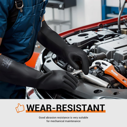 ThxToms Chemical Resistant Gloves,Reusable Heavy-Duty Rubber Gloves, Resist Strong Acid, Alkali and Oil, 22", 1 Pair