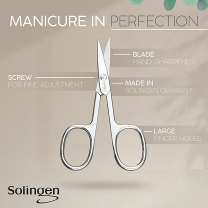 Manicure Set Solingen Made in Germany - 7 Piece Exclusive Finger & Toe Nail Clippers Kit for Women and Men in Real Leather Case, Color Brown
