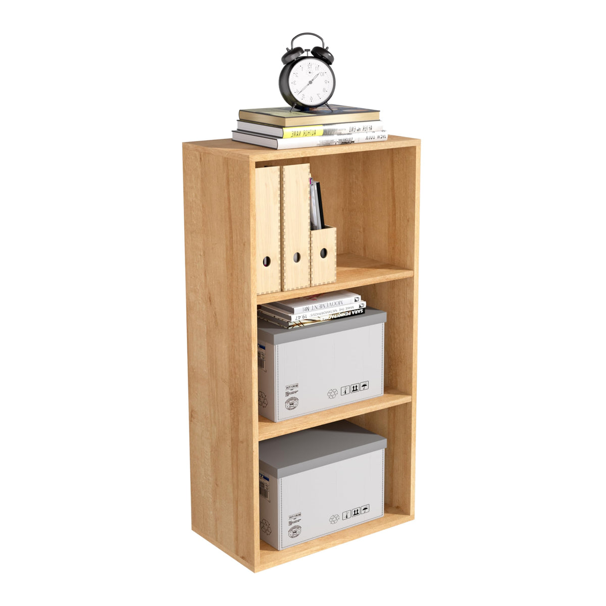 NewBeth Wooden 3 Cube Storage Organizer,3 Tier Low Bookcase Freestanding Storage Display Organizer,Versatile Cubes Shelf and Cubby Unit for Any Space 15.7inch