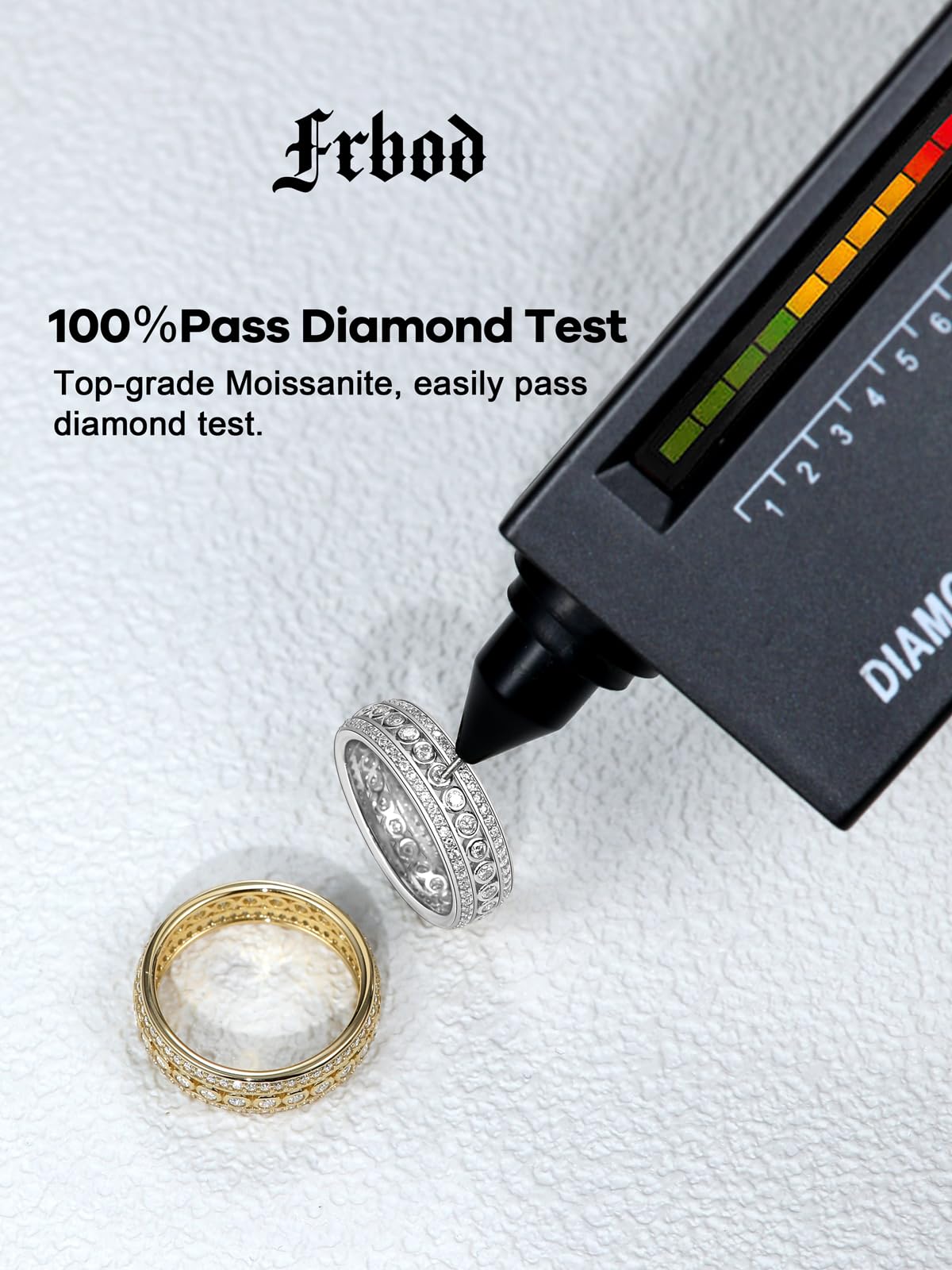 Frbod Mens Moissanite Eternity Bands 925 Sterling Silver Wedding Ring Chunky Promise Bride Bubble Ring for Women Size 9
