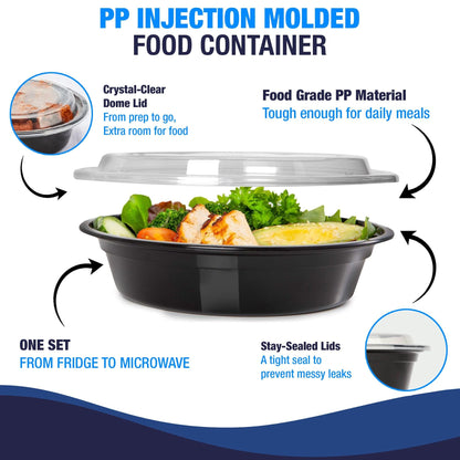 Ruthy's Outlet Meal Prep Containers with Lids, Food container bowl - BPA-Free, Stackable, Freezer & Dishwasher Safe, Reusable Food Storage for Lunch, Portion Control & Meal Prep (15 Pack, 32 oz)