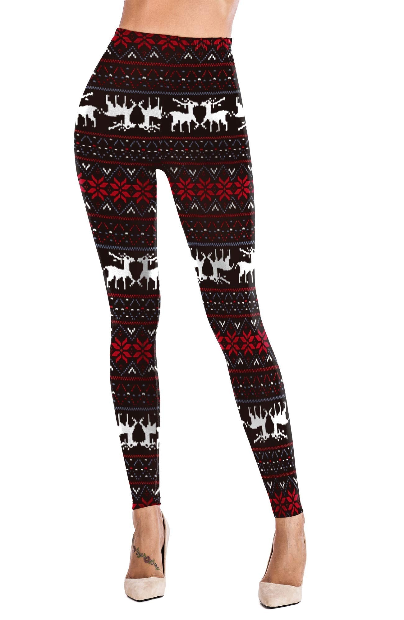 Uaderize Soft Leggings for Women Black Christmas Legging Pants Plus Size Grinch Sweaters Dress 2XL