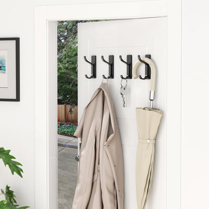 pickpiff Adhesive Wall Coat Hooks - Heavy Duty Stick-On Door Hanger, Metal Hook for Hanging Towel,Purse, Robe, Backpack, Jacket, Clothes - for Bathroom,Dorm, Closet, Kitchen - Black, 6 Pack