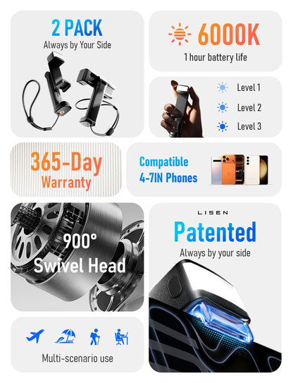LISEN Airplane Travel Essentials (LED) Phone Stand Holder for Desk 2026 Airplane Gadgets 2026 Women Men Long Flight Accessories Photographic Lighting Flash Tubes Kids Gifts，2pack