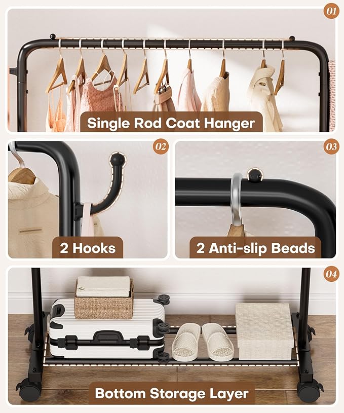 Homde Rolling Clothes Rack
