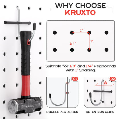 KRUXTO 300 PCS Pegboard Hooks Kit, Peg Board Organizer Accessories with Bins, Fit 1/8 or 1/4 Inch Pegboard for Hanging Various Tools in Garage, Workbench, Craft Room, Kitchen