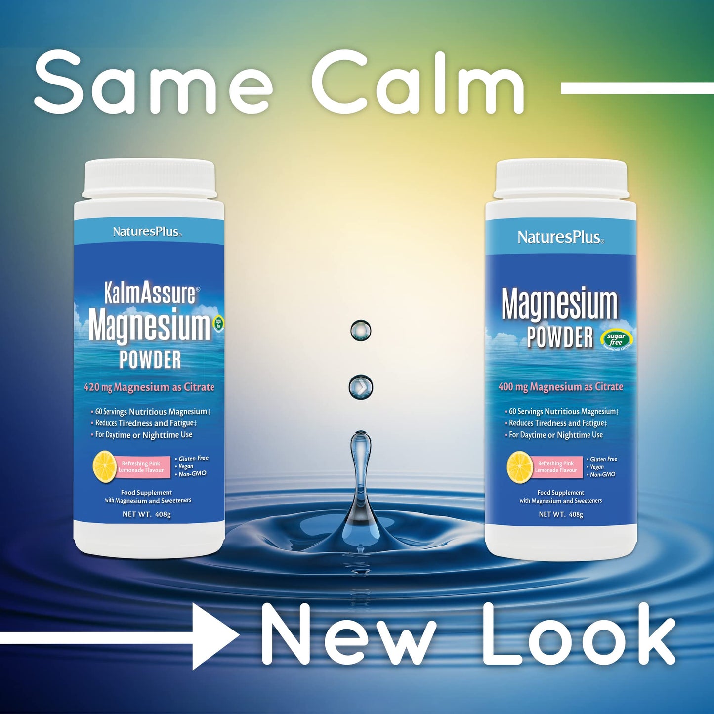 NaturesPlus Magnesium Powder Unflavoured - Gentle Magnesium Citrate Supplement for Night and Day - Energy and Stress Relief - Vegan, Gluten Free - 60 Servings