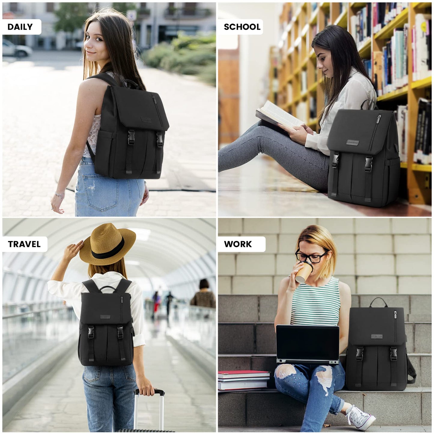 LOVEVOOK Backpack Womens Mens 15.6 inch Laptop Rucksack Bag for Ladies Waterproof High School Bags for Girls Boys Fashion Anti Theft Backpack with USB Casual Daypacks for Travel University Work