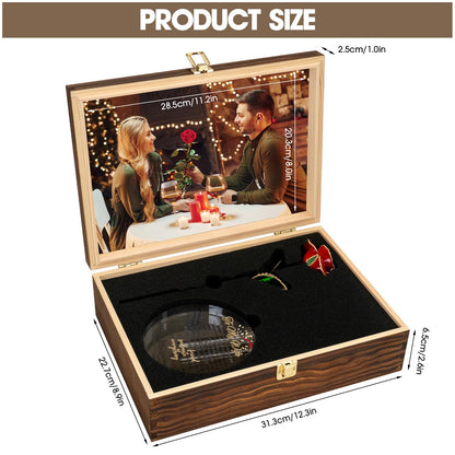 EVA murmure To My Beautiful Wife Women Engraved Wooden Gift Set Includes Crystal Base 24K Gold Dipped Rose for Birthday Gifts & Anniversary