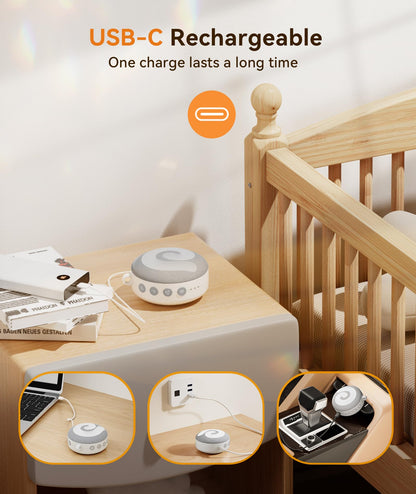 Dreamegg White Noise Machine, D11 Portable Sound Machine with Night Light for Baby Kids Adults, 21 Soothing Sounds Therapy for Sleeping Nursery Travel, USB Rechargeable Continuous or Timer Baby Gift