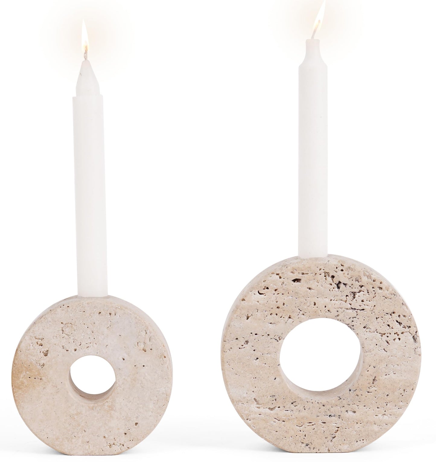 SPESHSTONES Marble Candle Holder Set of 2 Handmade Candlestick Holders for Taper Candles, Elegant Travertine Candle Stick Holders for Candlesticks, Centerpieces for Tables & Entryway Table Decor