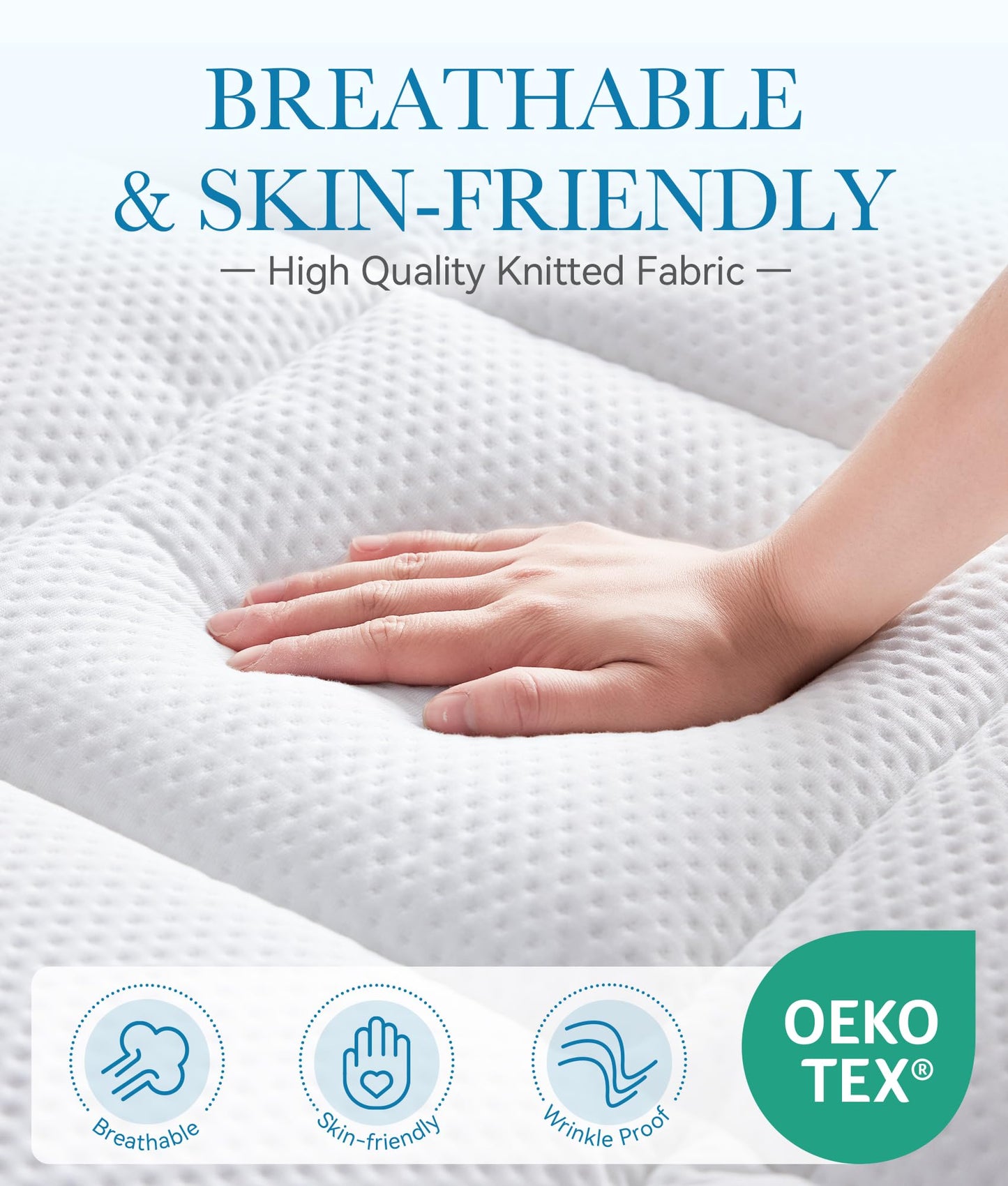 BDEUS Waterproof Dual Layer 4 Inch Memory Foam Mattress Topper King Size, 2 Inch Gel Memory Foam Plus 2 Inch Down Alternative Quilted Pillow Top Mattress Pad Cover for Kids, Pets