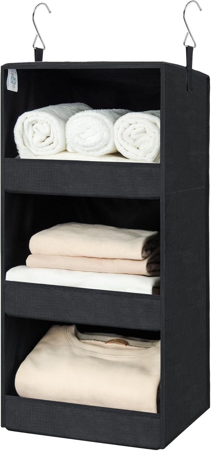 GRANNY SAYS 3-Shelf Hanging Closet Organizer, Collapsible Closet Hanging Shelves