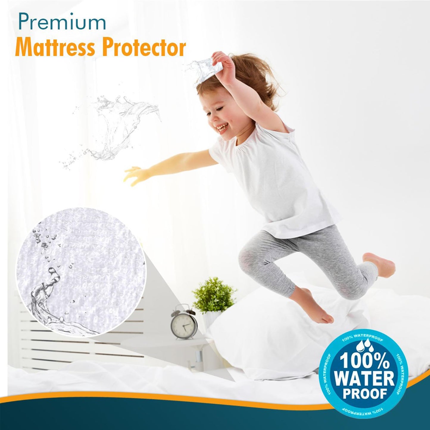 PlushDeluxe King Mattress Protector, Breathable Soft Terry Cotton Fitted Sheet Bed Cover with Deep Stretchable Pockets, 100% Waterproof, Noiseless, Hypoallergenic, Dust Mite Proof, 76"x80"x15"