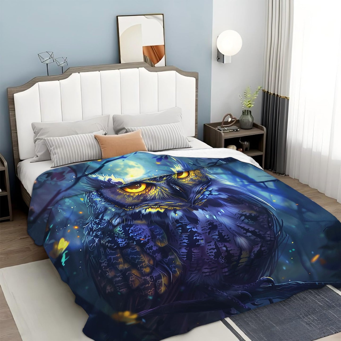 Tijuboni Owl Throw Blanket Owl Gifts for Girls Boys Women Men Kids Adults Soft Flannel Fleece Blanket for Couch Sofa Bed Home Decor 40"x50"