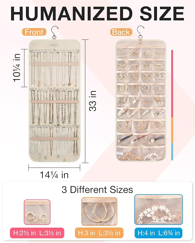 BAGSMART Hanging Jewelry Organizer Storage Roll