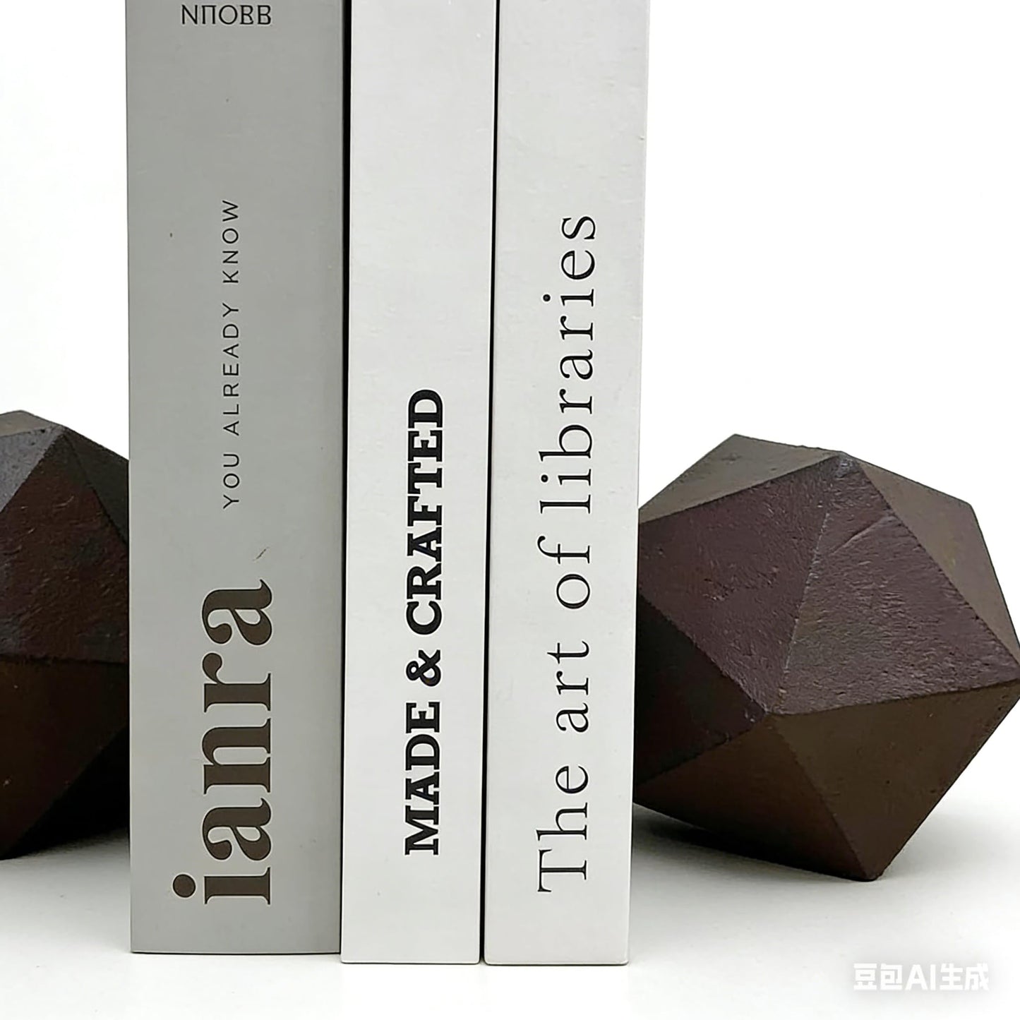 Geometric Bookends Rustic Red Bookstopper Heavy Duty Book Ends Decor