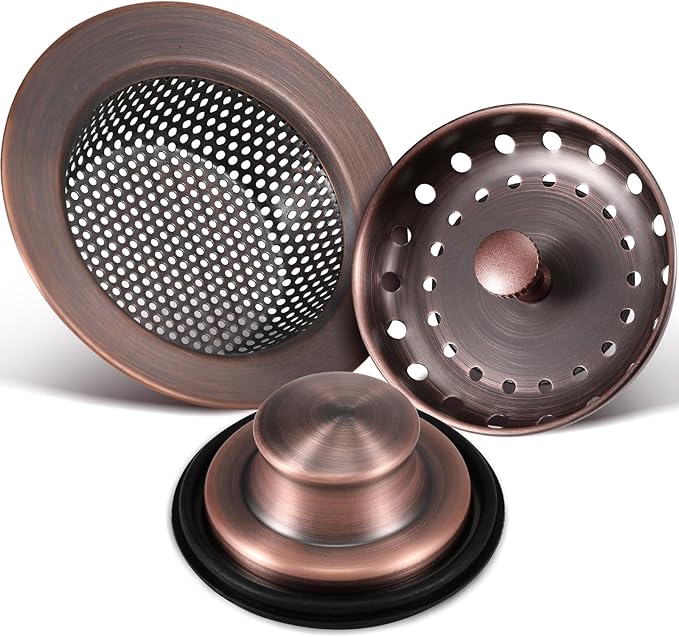Mudder 3 Pcs Kitchen Sink Drain Strainer and Stopper Stainless Steel Garbage
