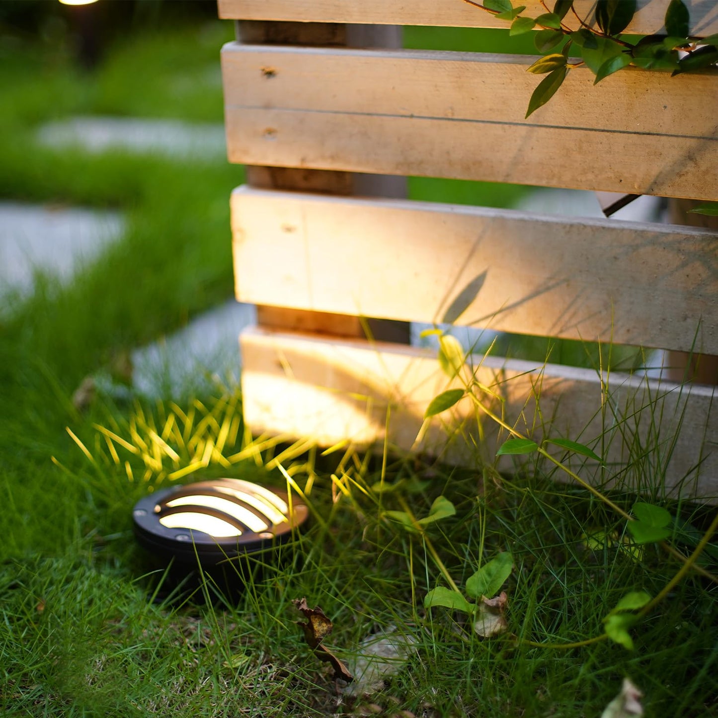 LL LIGHTING LIVING 2PK 12V Low Voltage In Ground Lights, 4W LED Well Lights 200LM 2800K Warm White Weatherproof Sealed Heavy-Duty Metal Housing Landscape Up Light with Connector