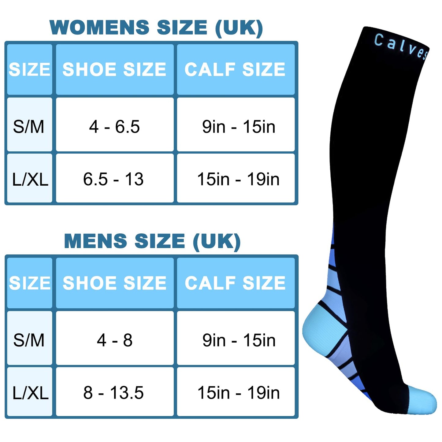 Calves Kelson (2 Pairs) Compression Socks/Stockings for Men & Women,Speed Up Recovery Circulation, Best Graduated Athletic Fit for Travel, Running, Nurses,Shin Splints, Flight,Maternity