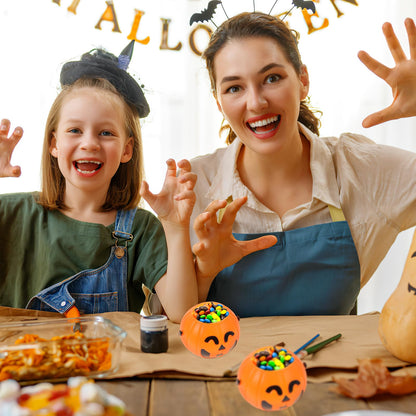 LUOEM 10pcs Mini Halloween Pumpkin Candy Bucket Little Plastic Pumpkin Bucket Children Trick or Treat Bags for Party Favors Table Decoration Props 3.34 x 2.16 x 1.77 Inch (Orange)