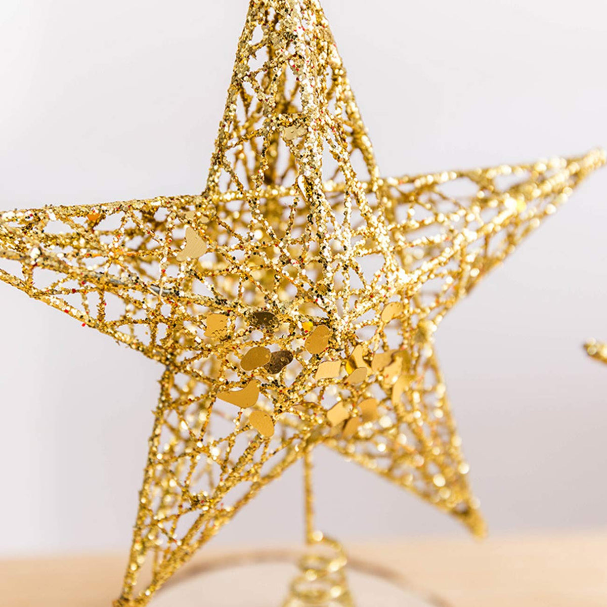 Acronde 10” Christmas Tree Topper Star Christmas Tree Decoration Indoor Party Home Decoration (Gold)