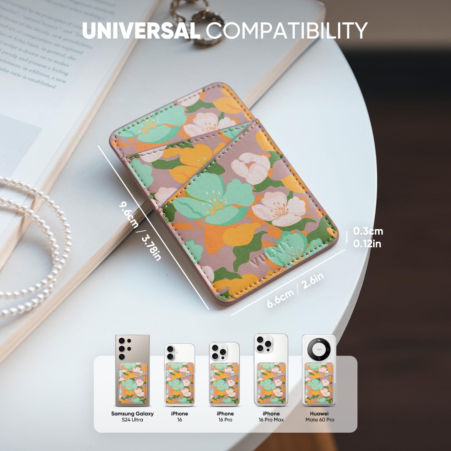 VULKIT Phone Card Holder Wallet Leather Adhesive Pocket RFID Blocking Credit Card Sleeves Stick Back of Phone Smartphones