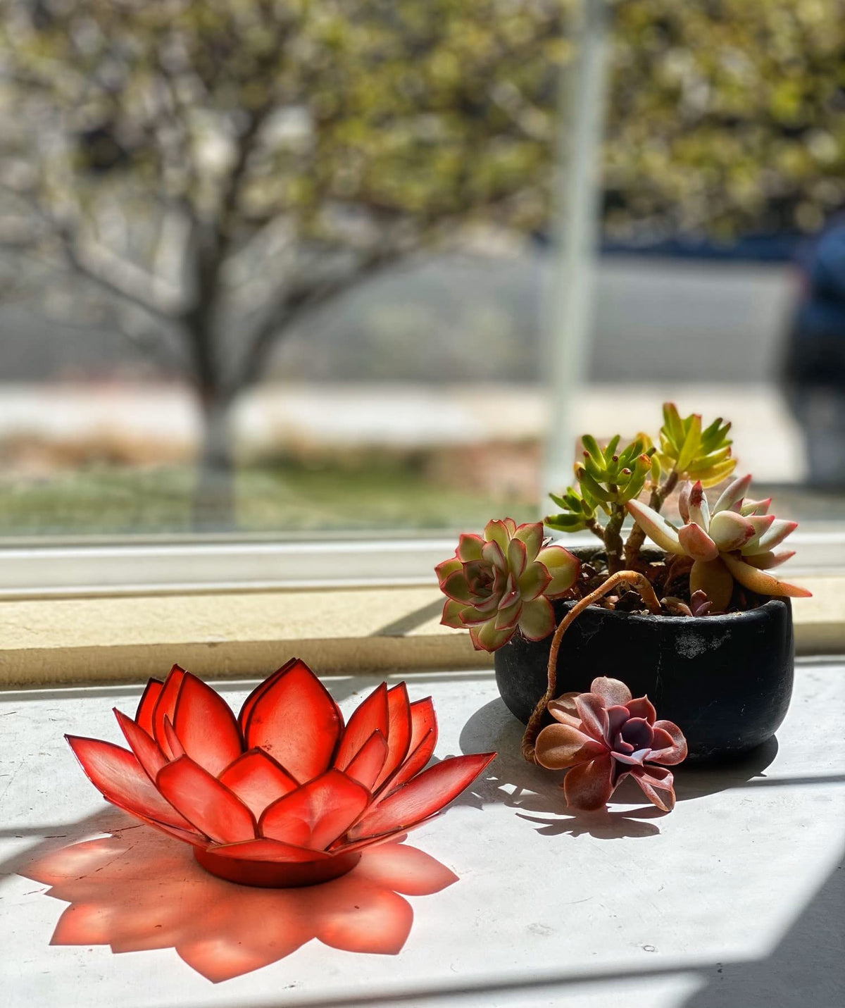 Om Gallery Capiz Shell Lotus Flower Decor Tealight Candle Holder for Serene Ambiance -Decorative Candle Holders for Meditation, and Relaxation, Horizon